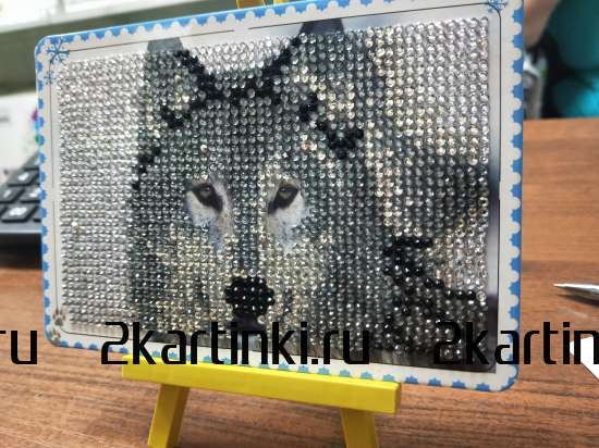Алмазная мозаика 11x16 Сиамский котёнок и пасхальный кролик