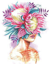 Без бренда «Портрет девушка с оригинальными цветами на голове» в Новокузнецке