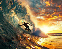 Сёрфер ловит волну