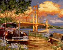 Без бренда «Американский автомобиль на фоне моста через залив» в Новокузнецке