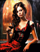 Без бренда «Обворожительная брюнетка с бокалом красного вина» в Новокузнецке