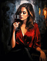 Без бренда «Девушка в красном платье с бокалом вина» в Новокузнецке