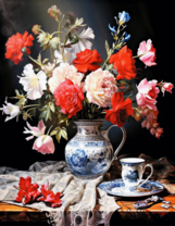 Шикарный букет из разных цветов на столе