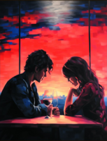 Без бренда «Влюблённая пара в кафе на закате солнца» в Новокузнецке