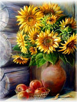 Без бренда «Кувшин с подсолнухами и корзинка с яблоками» в Новокузнецке