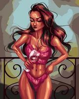 Без бренда «Девушка в нижнем белье с бокалом вина» в Новокузнецке